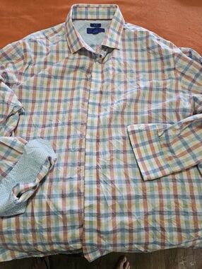 Men's Egara  Multicolor Check Button-Up Shirt - Casual Long Sleeve
